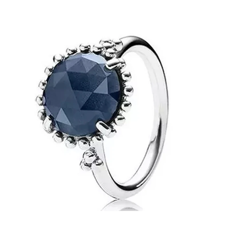 

Compatible with Brand Jewelry Silver Ring with black gray Stone New Authentic 925 Sterling Silver Ring Wholesale