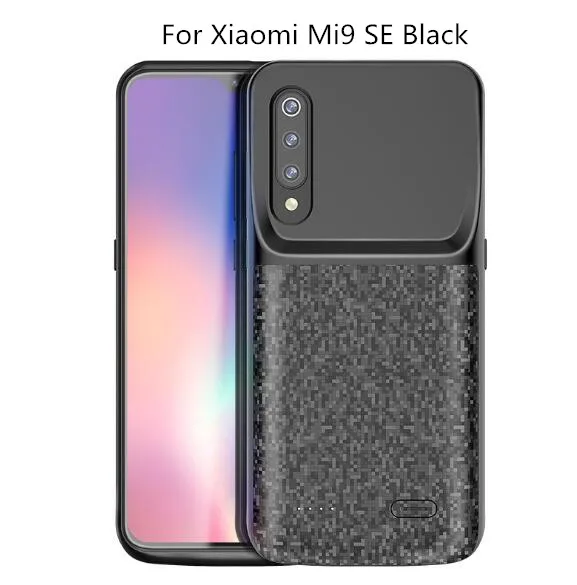 Egeedigi тонкий ударопрочный чехол для заряда батареи для Xiaomi Mi 9/9 Se power Case power Bank Высокая емкость батарея задняя крышка чехол - Цвет: For Mi 9 SE Black