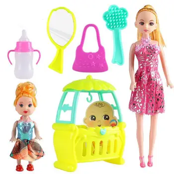 

Doll Crib 7 Piece Set Child Pretend Play Toys Play House Girl Gift Toy