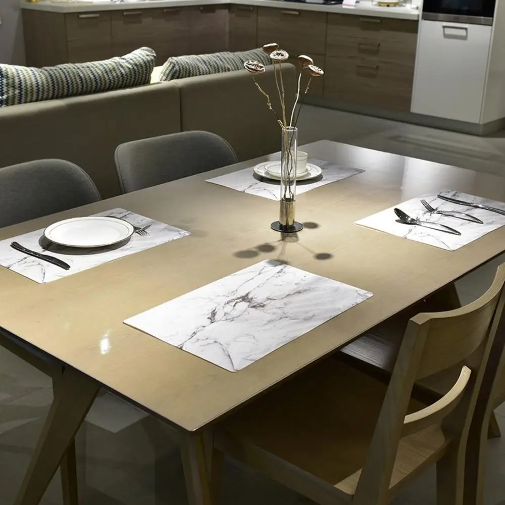 

2PCS/SET Marble Pattern Anti-Slip Heat Insulated PVC Dining Table Kitchen Coffee Tea Place Mat Tableware Pad Mat