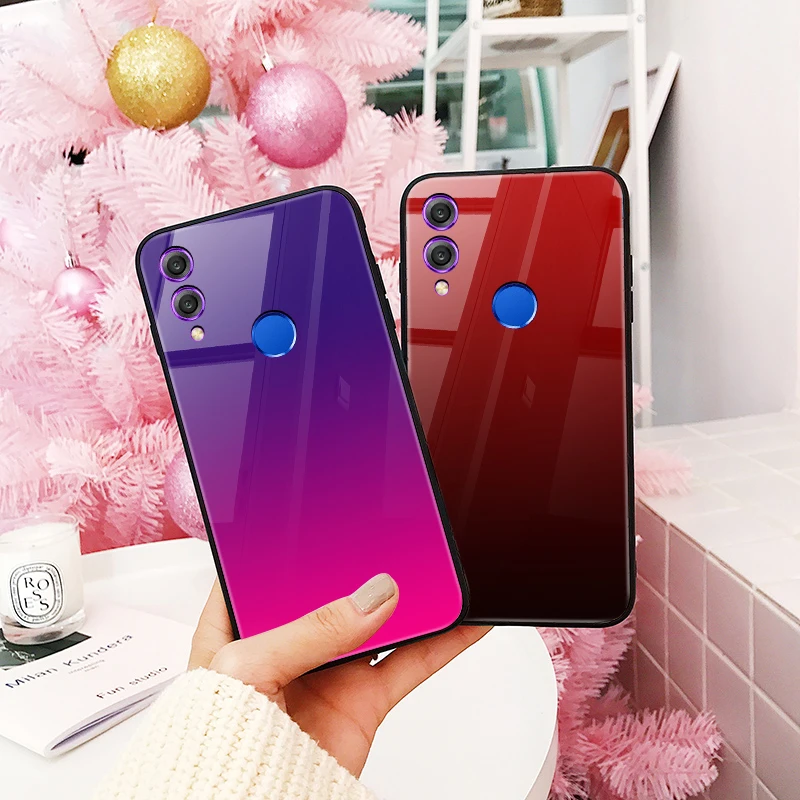 Gradient Glass Case For Huawei Honor 8X 9 Lite 10 Color Phone Case For Huawei P20 Lite P Smart Plus Nova 3i Luxury Cover Shell
