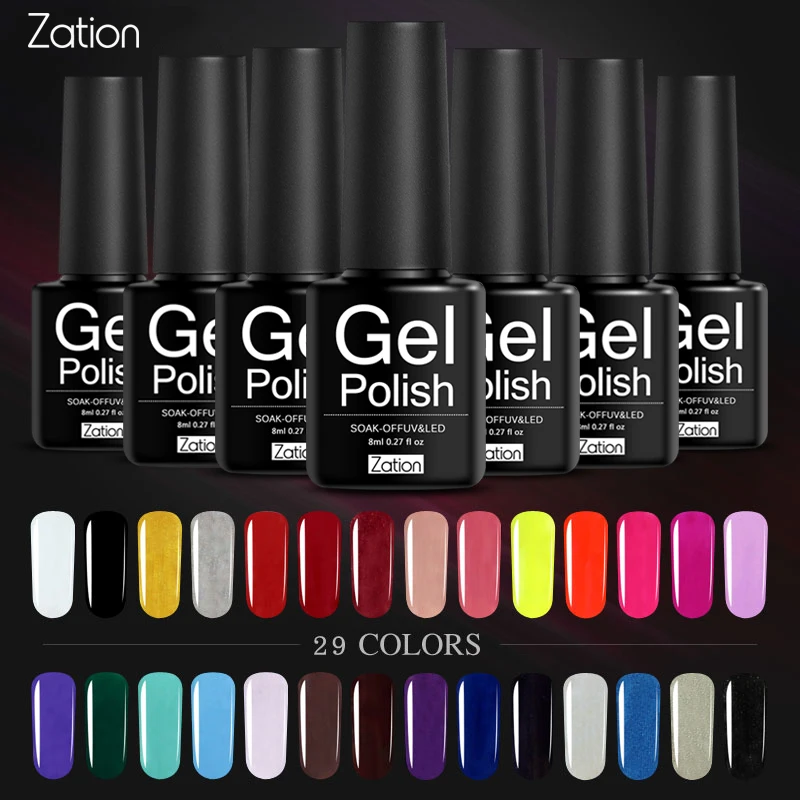 Гель-лак для ногтей Zation Pure Colors Полуперманентная эмаль УФ-светодиодный праймер