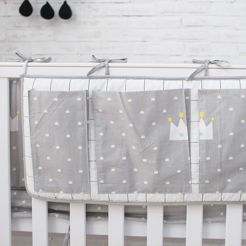  Muslinlife Little Grey Crown Bedding Set Baby Safe Sleeping Baby Bed Bumpers SetSoft Baby Cot Bed H