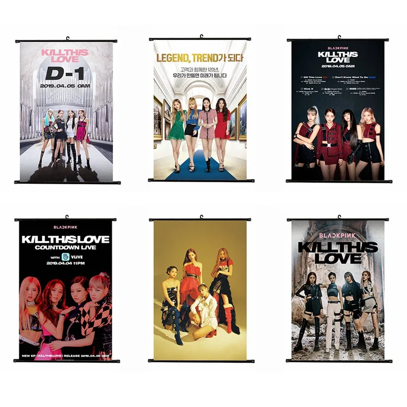 

Kpop Blackpink Square Up Album Mini Wall Scroll Poster Jisoo Rose HD Hang up Photo Picture Home Decor KILL THIS LOVE