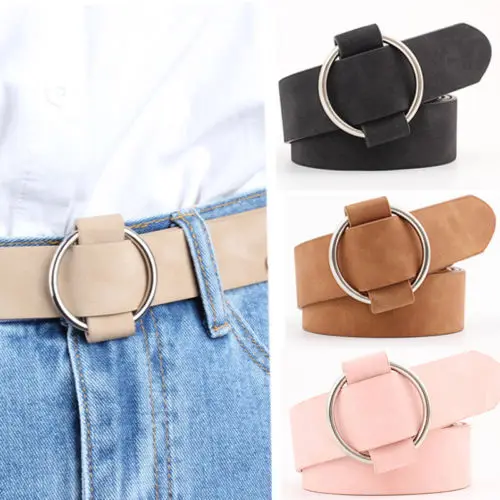 Fashion Women Waist Belt Lady Vintage Metal Boho Leather Round Buckle Waist Belt Waistband New