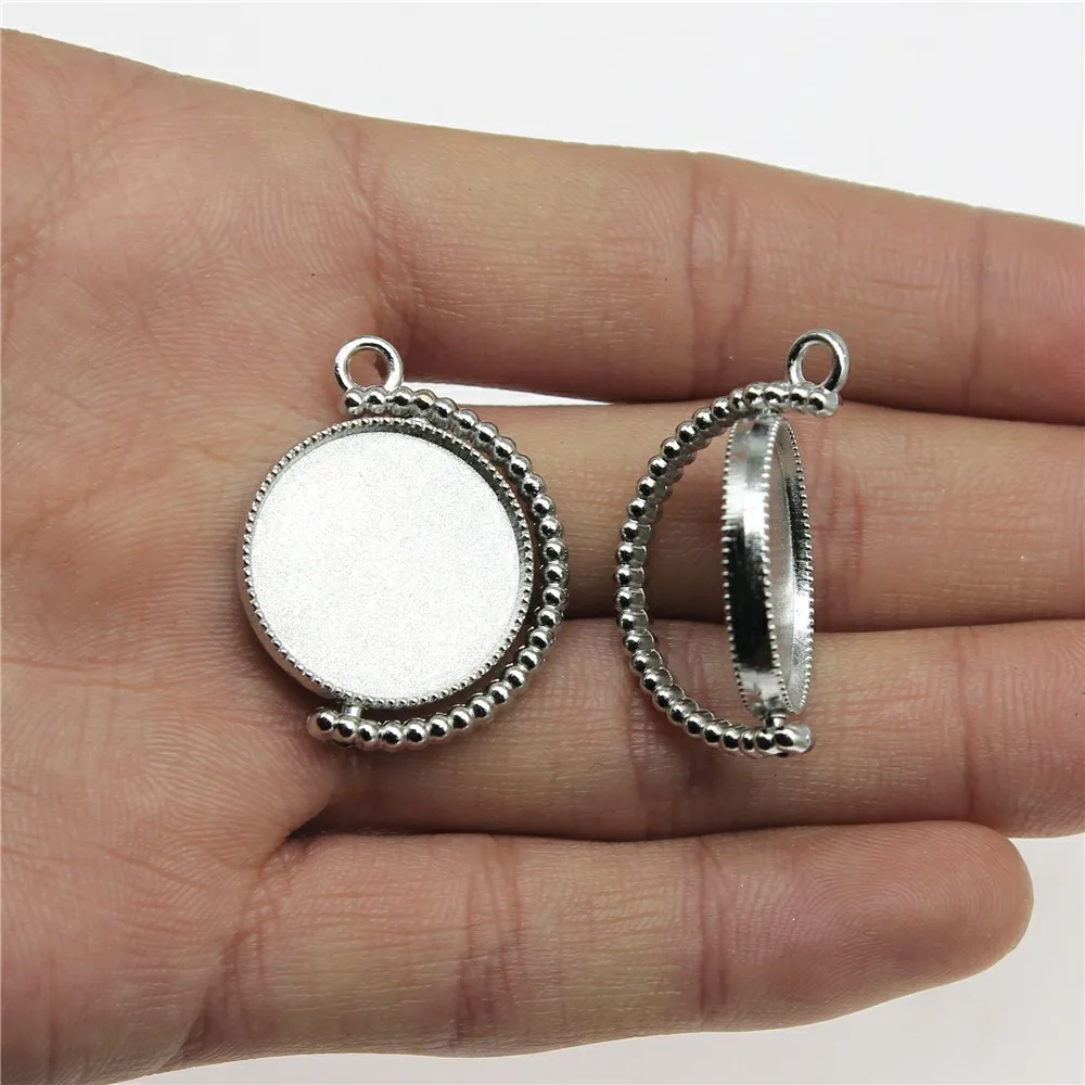 

Double Sided Rotatable Style Base Setting For Jewelry Making Jewelry Finding 10pcs Rhodium Color Fit 20mm Round