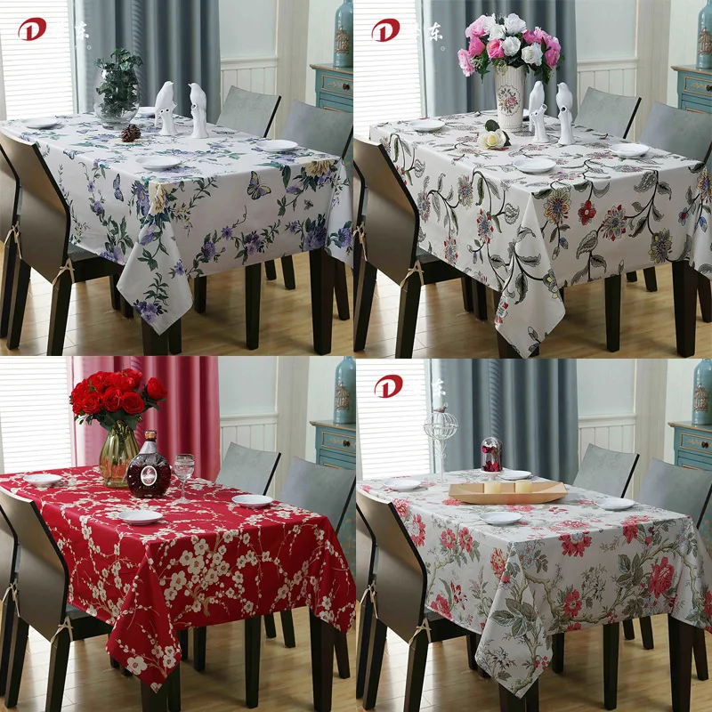 Country Style Flower Print Tablecloth 100 Egyptian Cotton Multifunctional Wedding Home Decor