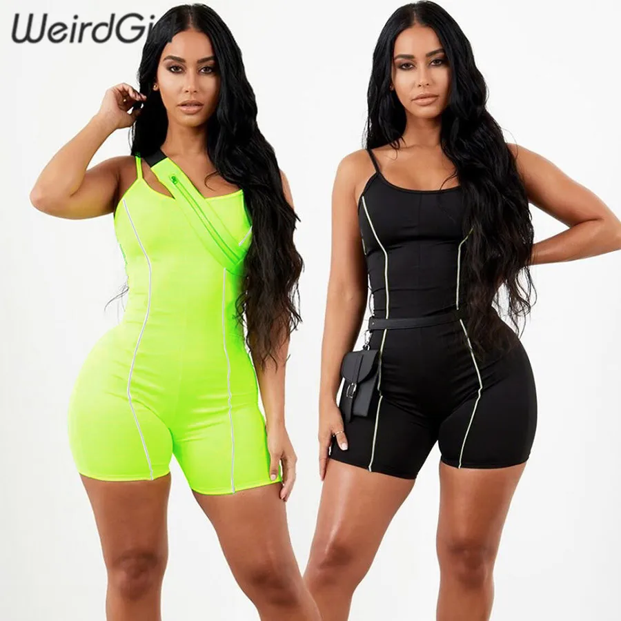 Weirdgirl النساء playsuits اللياقة البدنية عارضة أكمام الإناث بنطلون مخطط نحيل ضئيلة الرياضية داخلية جديد