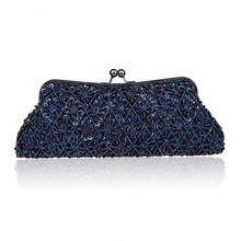 2016 New Arrival Navy Blue Lady Banquet Handbag Clutch Party Bridal Evening Bag Womens with Shoulder