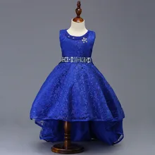 Pretty Lace Blue Puffy Flower Girls Dresses 2019 High Low Lace Appliques Communion Dresses Pageant Dresses For Little Girls Wedding Party Dress Pretty Lace Blue Puffy Flower Girls Dresses 2019 High Low Lace Appliques Communion Dresses Pageant Dresses For Little Girls Wedding Party Dress