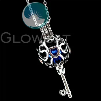 

R-K883 Heart Key Beads Cage Essential Oil Diffuser Aroma Locket Necklace Lovers Girl Friend Party Gift