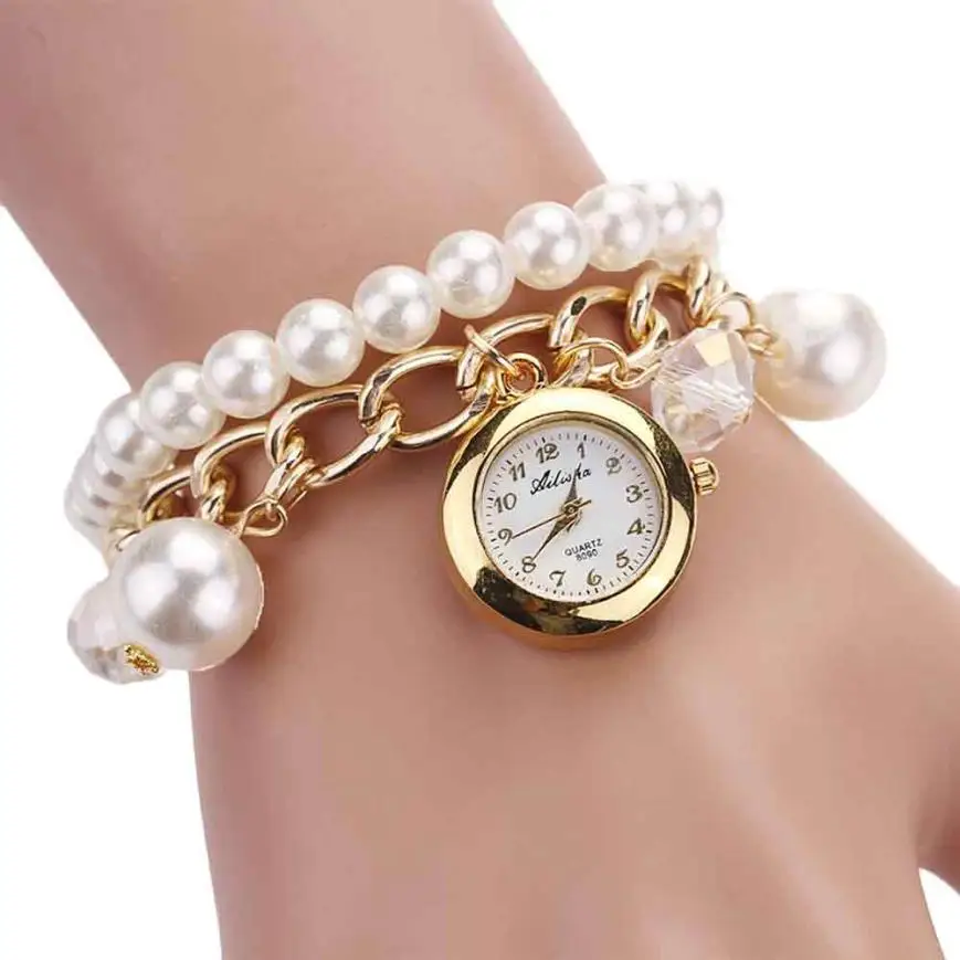 

2017 High Quality Women's Watch Women Pearl Rhinestone Bracelet Wrist Watch bracelet watch Top Gifts Dropshipping M9
