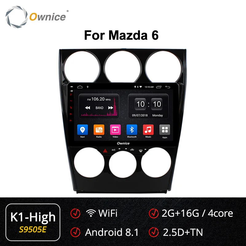 Ownice K1 K2 K3 K5 K6 8 ядерный Android 8,1 2DIN автомобильный DVD gps для Mazda 6 2006- авто радио плеер 360 панорама DSP 4G LTE - Цвет: S9505 K1-High