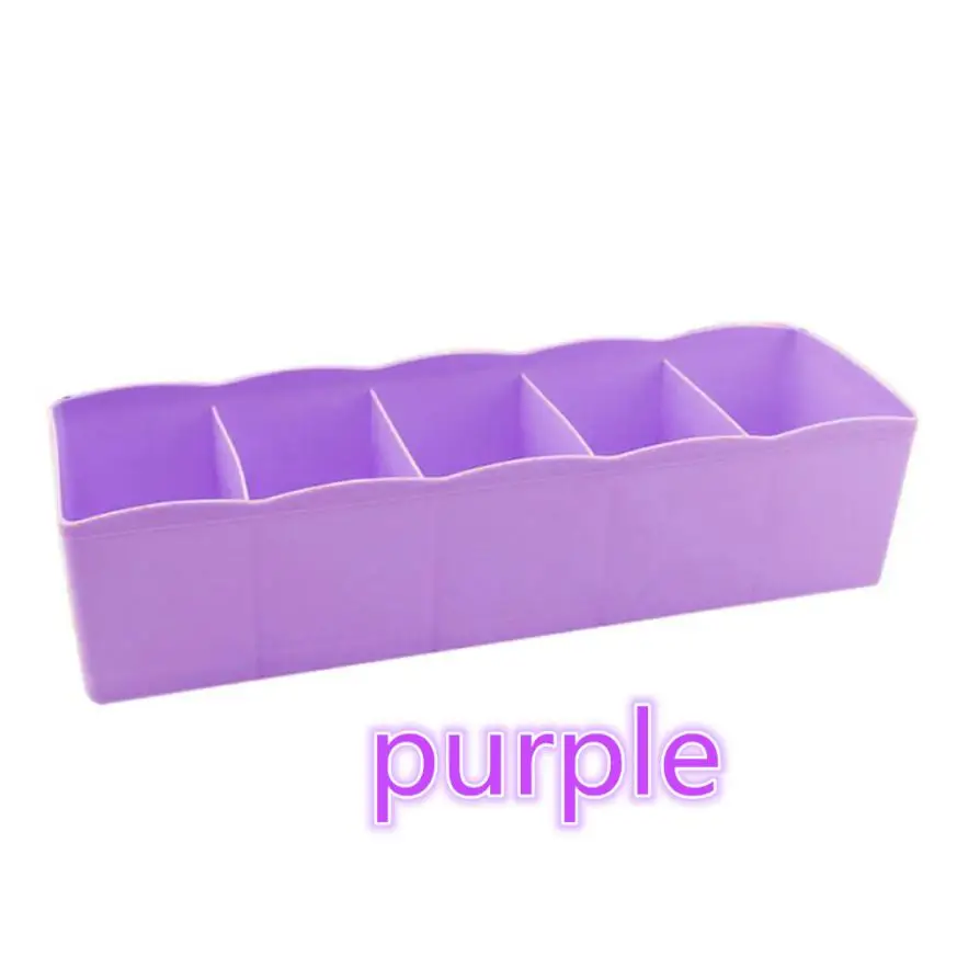 

5 Cells Plastic Organizer Storage Box Tie Bra Socks Drawer Cosmetic Divider For Container Organizers Accessories 2QW0811