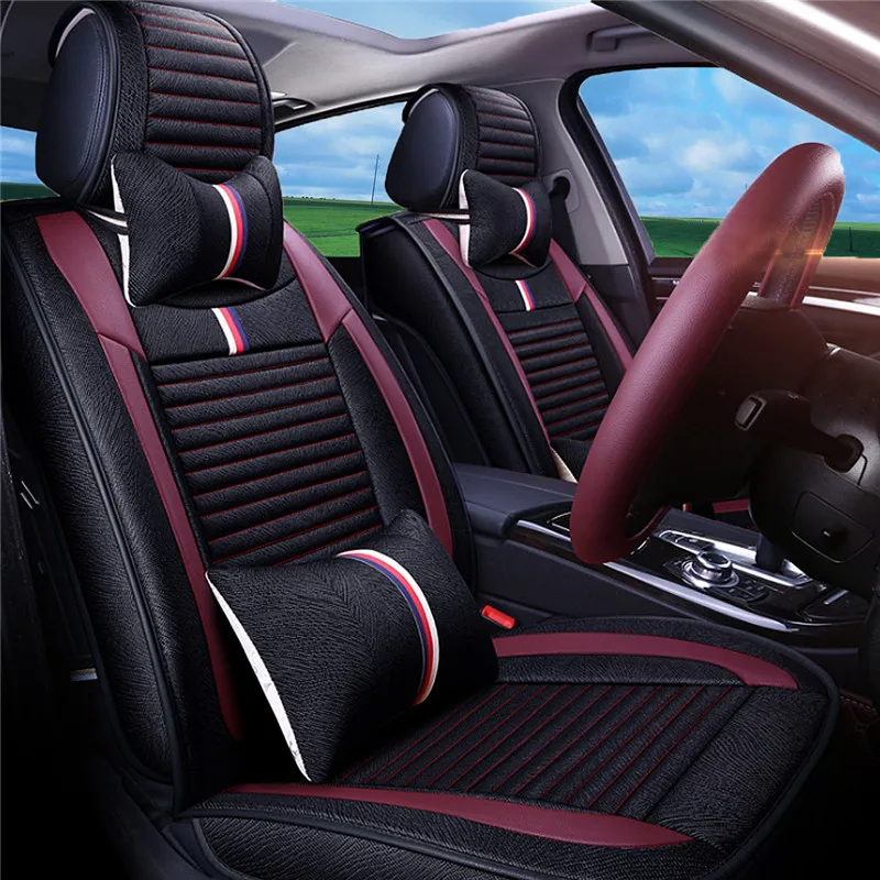 

12Pcs Universal Deluxe Car Leather 5 Seat Cover Front + Rear Cushion Complete Set for Universal 5 Seat Car Four Season