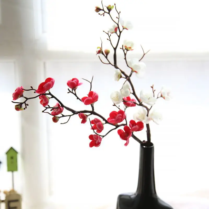 

Plum Cherry blossoms Artificial Silk flowers flores Sakura tree branches Home table living room Decor DIY Wedding Decoration