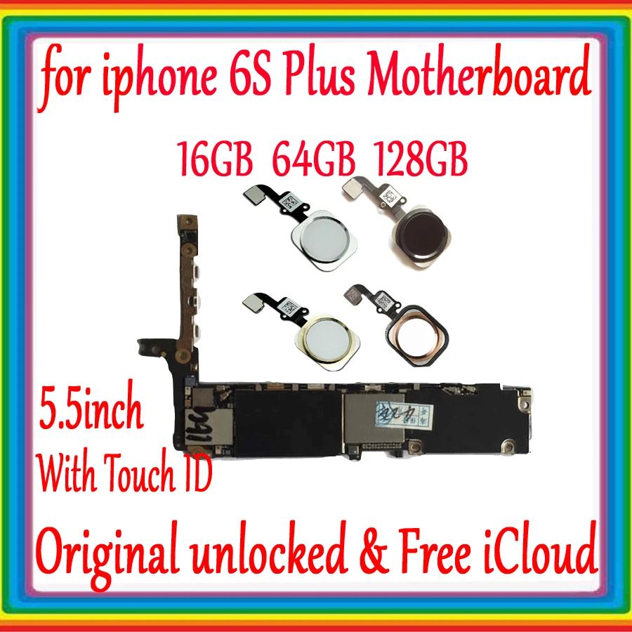 

16gb /64gb /128g Original unlocked for iPhone 6S Plus Motherboard With Touch ID,for iphone 6s plus Mainboard +Full Chips