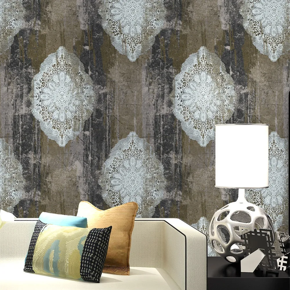 HaokHome Luxury European Style Distressed flower Vinyl wallpaper 3d Retro Textured living room bedroom Home Wall Decor HaokHome Luxury European Style Distressed flower Vinyl wallpaper 3d Retro Textured living room bedroom Home Wall Decor