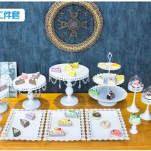 Набор из 12 штук Whie торт стенд Свадебная стойка для кексов набор стеклянный купол Серебрянное ожерелье Бар инструменты для украшения торта набор форм для выпечки