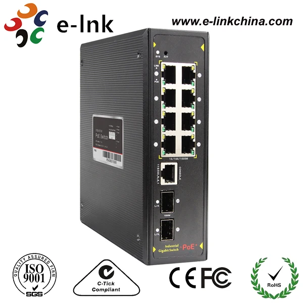 L2 + 8 портов 10/100/1000T 1 порт консоль 2 порта 1000X SFP управляемый Промышленный
