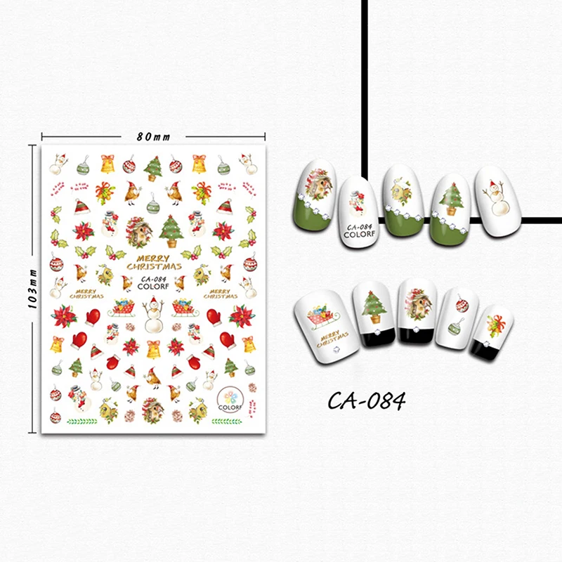 Mtssii 1 лист красочные рождественские наклейки для дизайна ногтей дизайн Гель-лак украшения наклейки для ногтей для маникюра