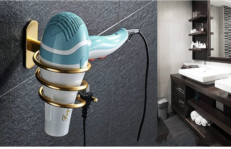 Пробивая пространство алюминиевый фен Стойка Ванная комната воздуховод рамка фен стойка аксессуары для ванной комнаты