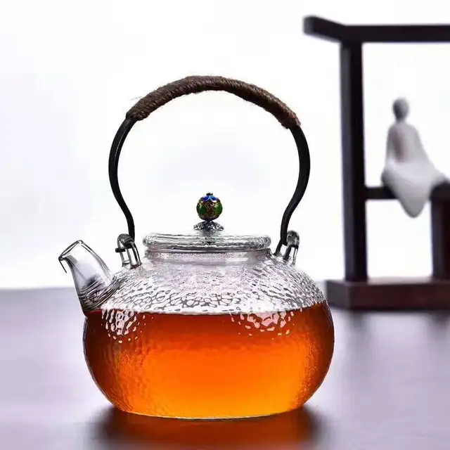 Japanese Style Hammer Heat Resistant Glass Teapot Direct Fire Heating