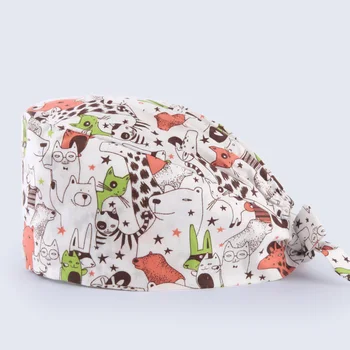 

Leopard Female Surgical Scrub Hat Medical Nurse Work Caps Hospital Operation Room Doctor Dentist Skull Caps 100% Cotton New