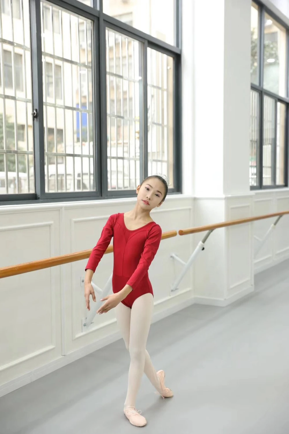 GIRLYAO DANCE/Новое поступление года; сезон весна-осень; хлопковый и кружевной тренировочный костюм для балета с длинными рукавами; трико для девочек