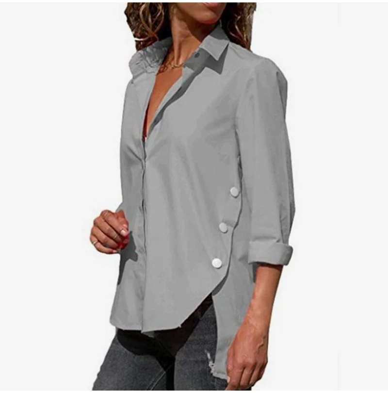 Необычная шифоновая женская рубашка с длинным рукавом размера плюс 5XL, блузка с белыми пуговицами для офисных леди, весна, женские блузки и топы