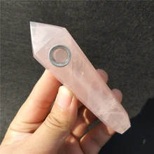 Drop Shipping wholesale Natural Pink Crystal Smoking Pipe + strainer quartz stone healing wand Free Shipping X13