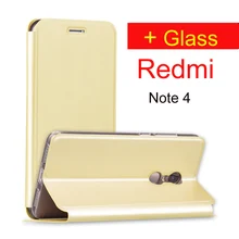Xiaomi Redmi Note 4 Чехол закаленное стекло 64 ГБ Redmi note4 откидная крышка кожаный чехол xiomi Redmi Note 4 Pro премьер Redmi Note 4 Чехол