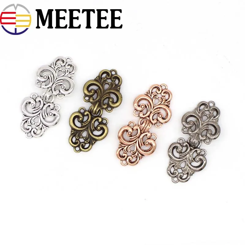 

5pcs Retro Metal Button for Fur Coats Shawl Collar Clothes Belt Decorative Metal Buckles Cheongsam Hooks DIY Sewing Accessories