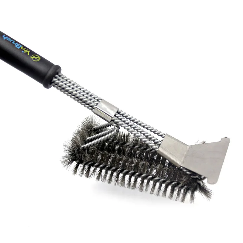 Scraper With Three Barbeque Grill Brush And Three Stainless Steel Wire Grill Cleaning Brush Barbecue Cleaning Tool 18 Inch 1pcs