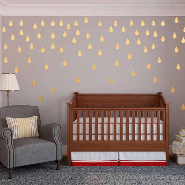 50pcs/package rain drops vinyl wall decals, gold confetti drops wall