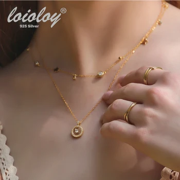 

Star Necklace Women Choker Kolye Gold Real 925 Silver Boho Necklace Collier Femme Chain Collar collares de moda 2019
