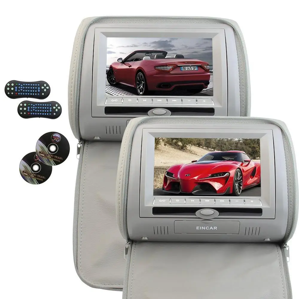 2x7 дюймов 800*480 TFT LCD подголовник автомобиля Подушка dvd плеер два серого монитора DVD