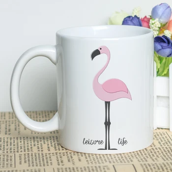 

11oz Classic Coffee Cup with Fashionable Flamingo Printing Art Mug 2018 New Artwork Flamingo Mug Ceramic Travel Gift Mug