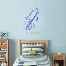 Creativa Tatuajes de Pared de Vinilo Pegatinas Personalizada Chicos Guitarra Nombre y Murales para Niños Decoración de La Habitación