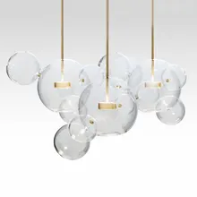 KINLAMS Creative Clear Glass Bubble Ball Post Modern Led Pendant Lamp for dining room living room bar LED Glass Hang Lamp modern led oval egg glass ball pendant light 90 265v clear glass led suspension lamp bar dining room hanging light