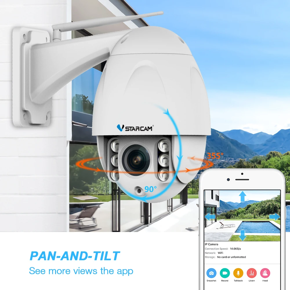 VStarcam Wireless PTZ Dome IP Camera Outdoor 1080P FHD 4X Zoom CCTV Security Video Network Surveill
