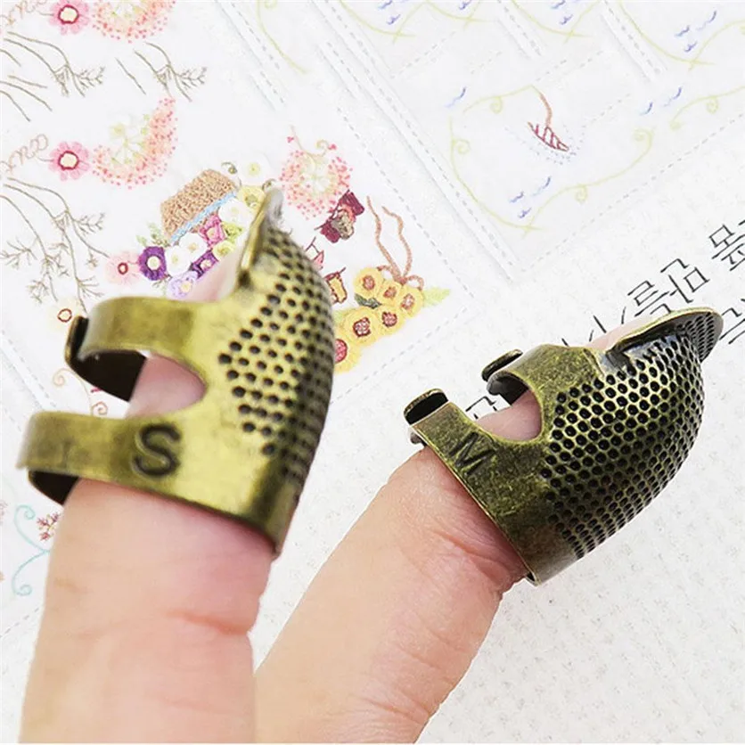 

1pcs Retro Metal Copper Thimble Protector Rings Needlework Accessories Adjustable Tools Free Shipping 2019
