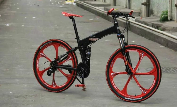 Top Kalosse DIY    folding bicycle 26   21/24/27/30speed   Hydraulic brakes , mountain bike man  26*2.125 tires road bike 2