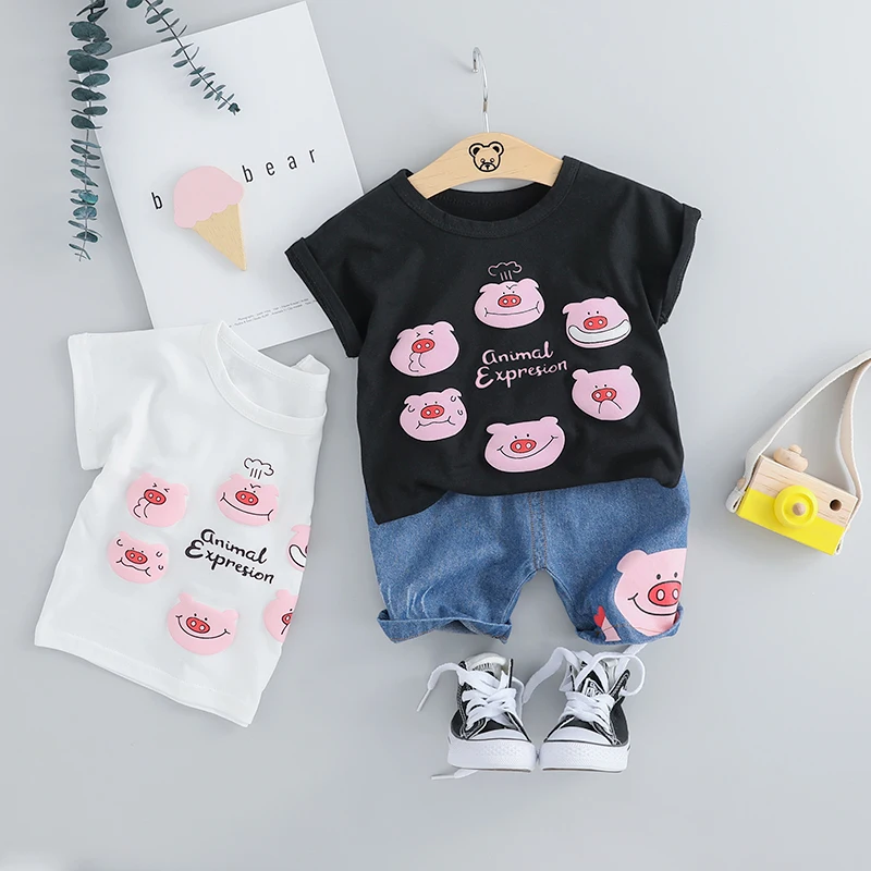

HYLKIDHUOSE 2019 Summer Infant Clothing Sets Baby Girls Boys Clothes Suits Cartoon T Shirt Shorts Kids Children Casaul Costume