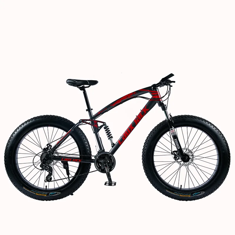 LAUXJACK Горный велосипед Фэтбайк велосипед 26" х 4.0 колеса SHIMANO 24 скорости двухподвесная система амортизации стальная рама Fatbike