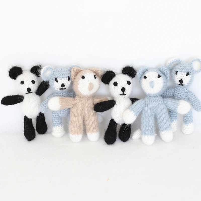 Panda doll Photo Prop Newborn props toys Handmade knit mohair cat toys