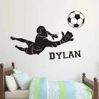 

Football Goalkeeper Vinyl Wall Sticker Football Club Boys Room Decor Customized Name Wall Poster Soccer Sports Vinyl Decal AZ401