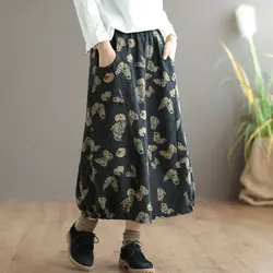 Винтажная джинсовая юбка трапециевидной формы с эластичной резинкой на талии и принтом бабочек, saia mori girl, новинка 2018 года