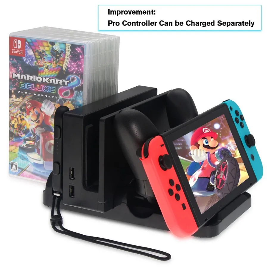 Multifunctional Charging Dock Station for Nintendo Nintend Switch Console&Pro Controller Charger Joy Con Stand Game Card Storage
