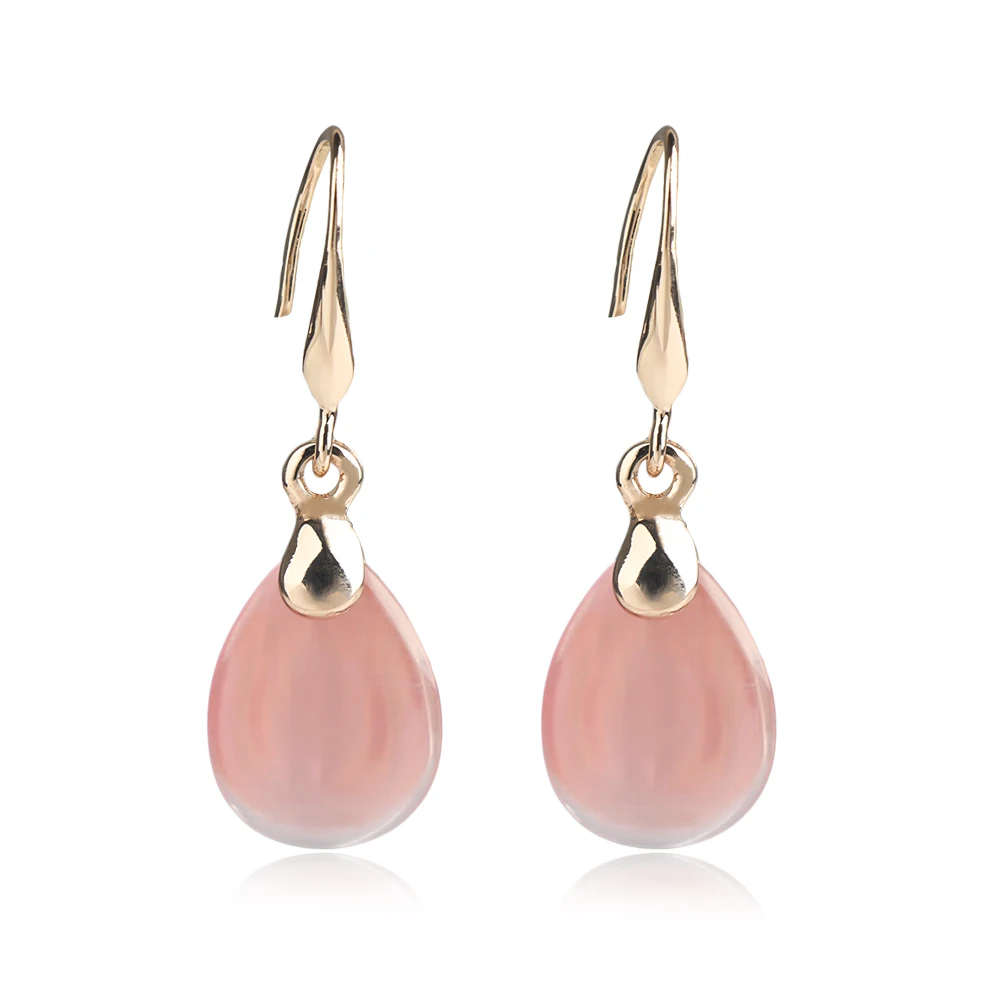 

1 pair new pink White Drop Ear Waterdrop Sale Stone Earring Dangle Jewelry Opal Stone earrings for women Girls brinco